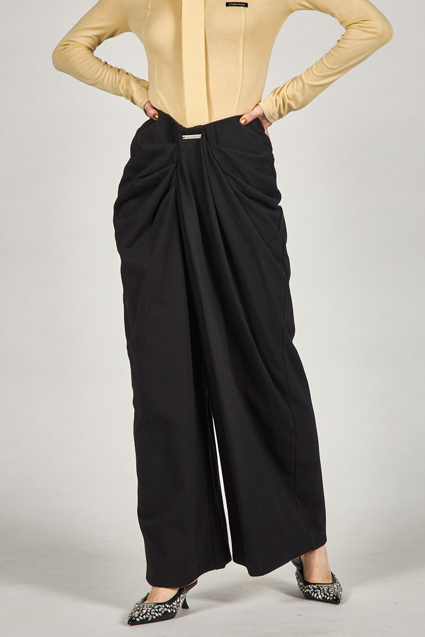 PRANK PROJECTドレープフロントジャージパンツ 黒 PRANK PROJECT｜ドレープフロントジャージパンツ / Drape Front