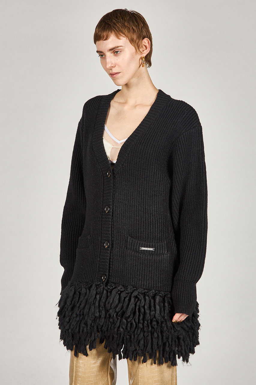 新品タグあり　かぐれ　ミニフリルカーディガン　ブラック　BLACK エルフランク ELFRANK ファーポケットケーブルニットカーディガン