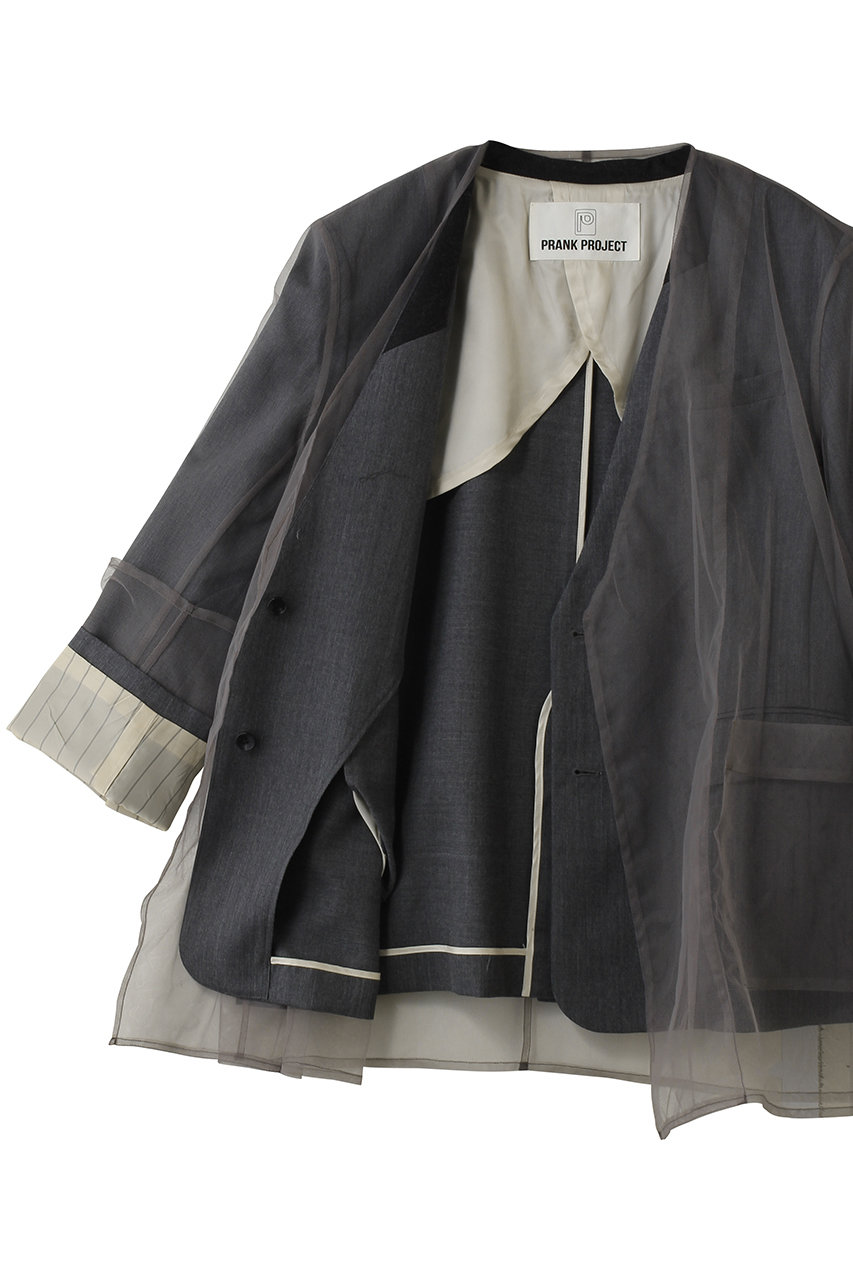 PRANK PROJECT Tulle Layered Jacketブラック新品 PRANK PROJECT(プランク プロジェクト)｜チュールレイヤードジャケット