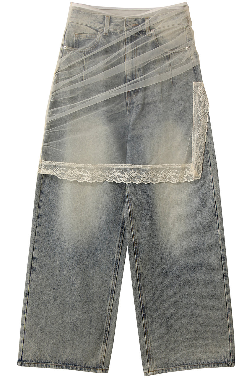 チュールスカートレイヤードデニム