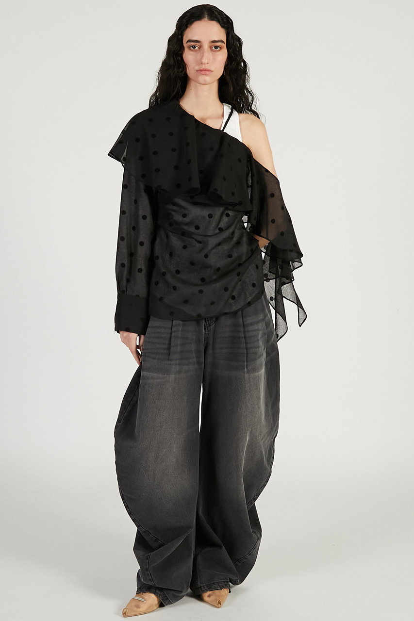 PRANK PROJECT(プランク プロジェクト)｜ドレープデニムパンツ/BLK