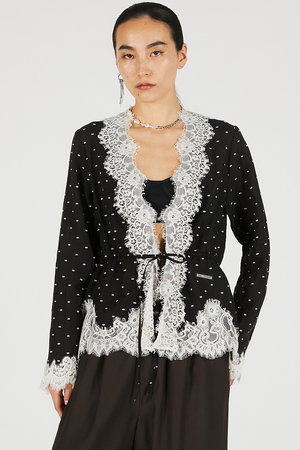 プランク プロジェクト/PRANK PROJECTの【予約販売】ドットジャガードレースカーディガン / Dot Jacquard Lace Cardigan(110300/110303)