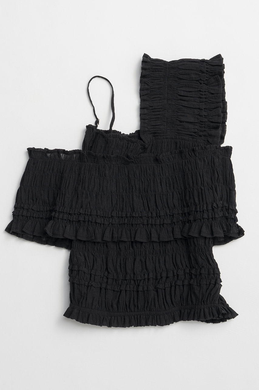 PRANK PROJECT プランクプロジェクト Shirring Striped Top シャーリングストライプ トップス 31241315618 ブラック F item343141966101-1-2.jpg