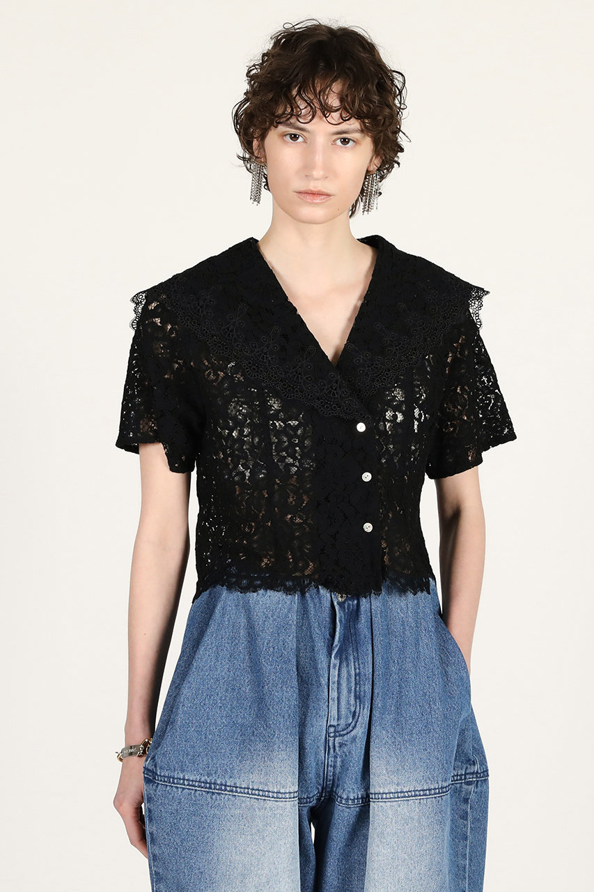 プランク プロジェクト/PRANK PROJECTの【予約販売】スカラップレースセーラーシャツ / Scallop Lace Sailor Shirt(BLK(ブラック)/31261315107)