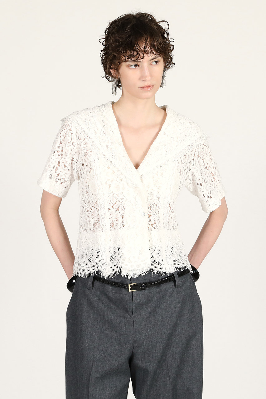 プランク プロジェクト/PRANK PROJECTの【予約販売】スカラップレースセーラーシャツ / Scallop Lace Sailor Shirt(WHT(ホワイト)/31261315107)