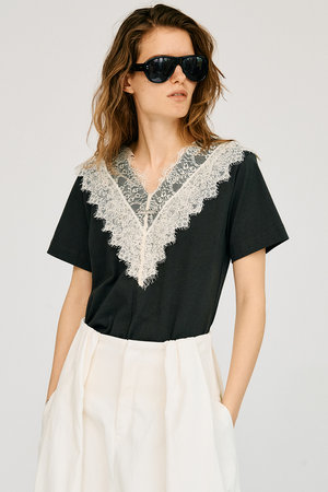 プランク プロジェクト/PRANK PROJECTの【予約販売】VネックレースTシャツ / V-Neck Lace T-Shirt(110100/110102)