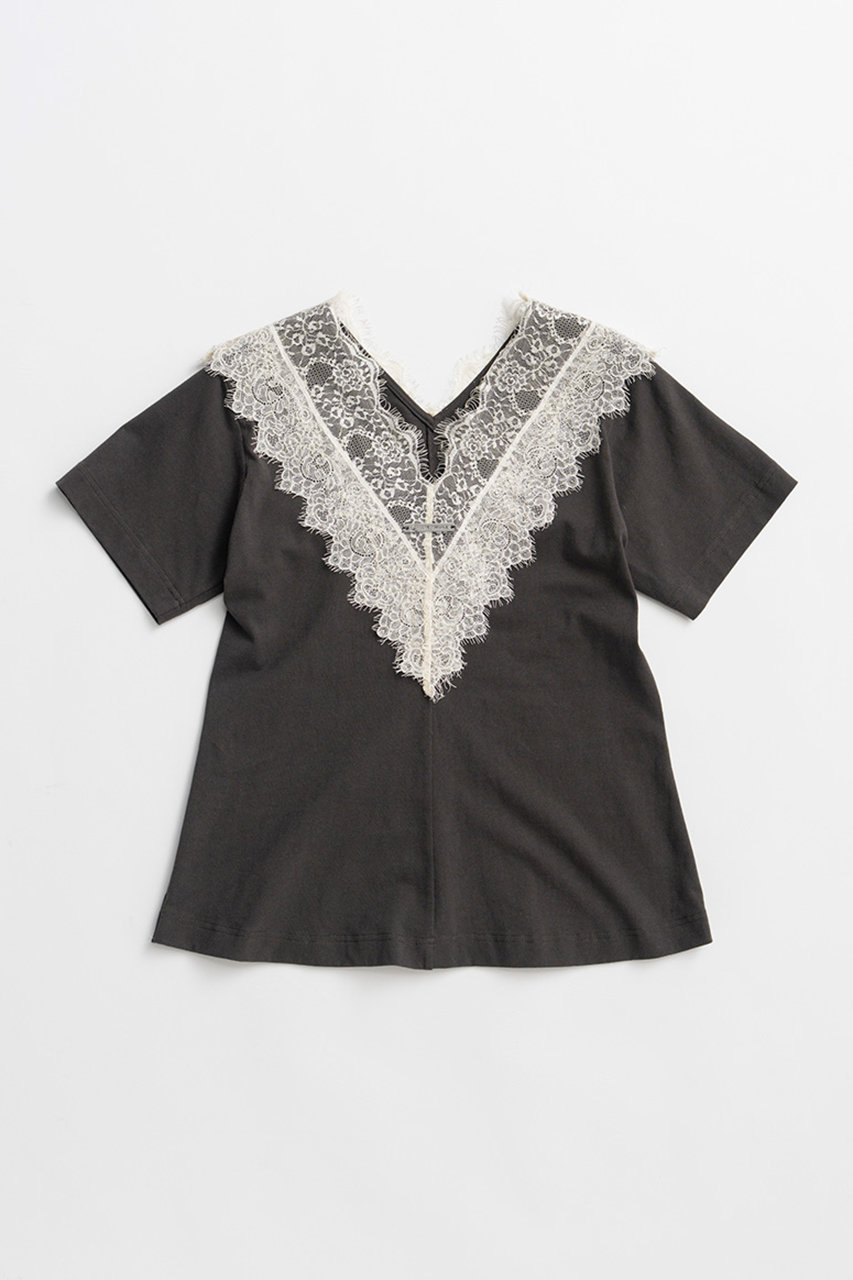 プランク プロジェクト/PRANK PROJECTの【予約販売】VネックレースTシャツ / V-Neck Lace T-Shirt(C.GRY(チャコールグレー)/31261415106)