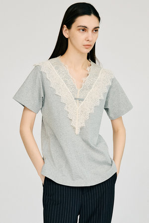 プランク プロジェクト/PRANK PROJECTの【予約販売】VネックレースTシャツ / V-Neck Lace T-Shirt(110100/110102)
