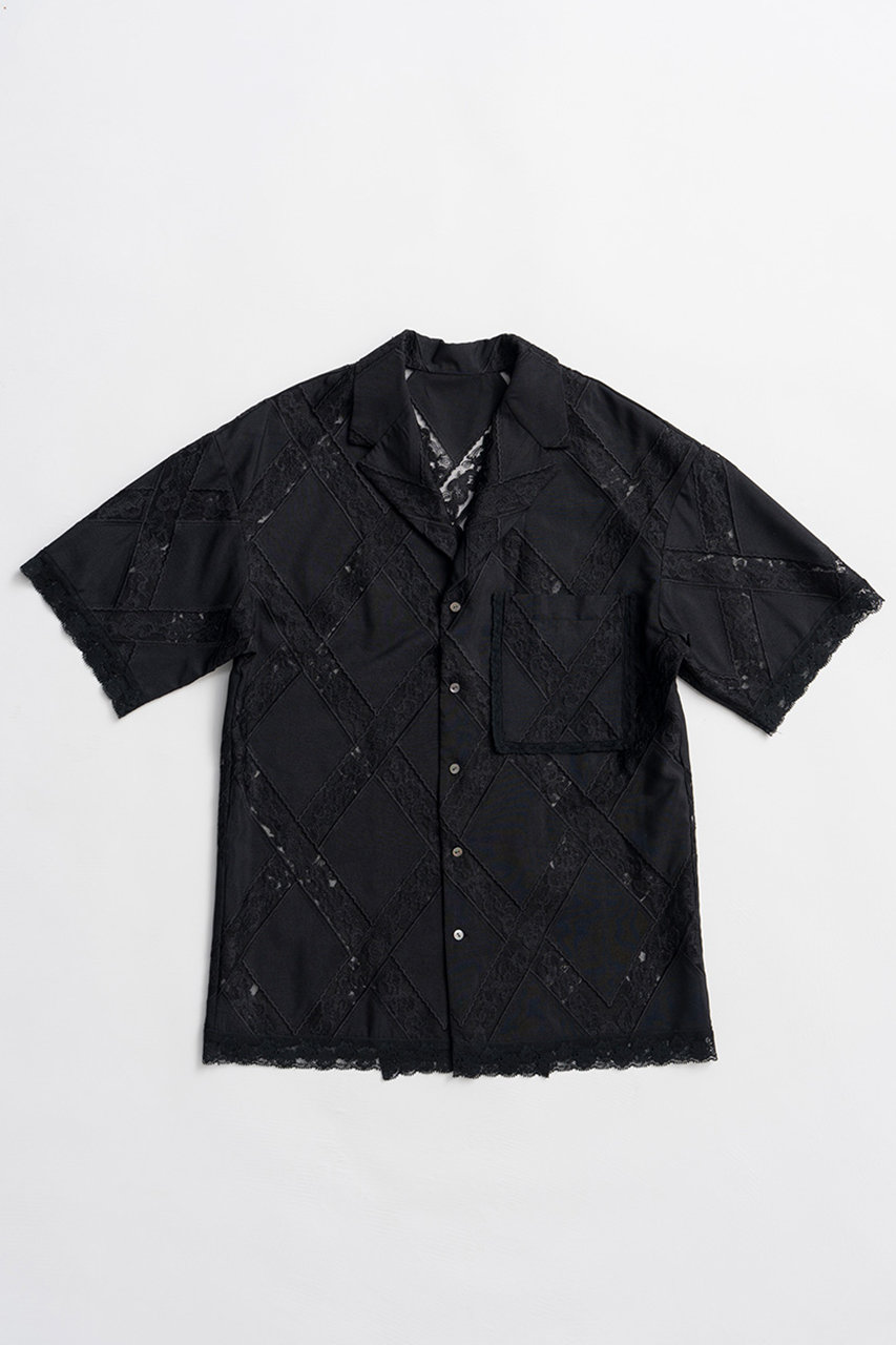 プランク プロジェクト/PRANK PROJECTの【予約販売】クロスレースオープンカラーシャツ / Cross-Lace Open-Neck Shirt(BLK(ブラック)/31261315910)