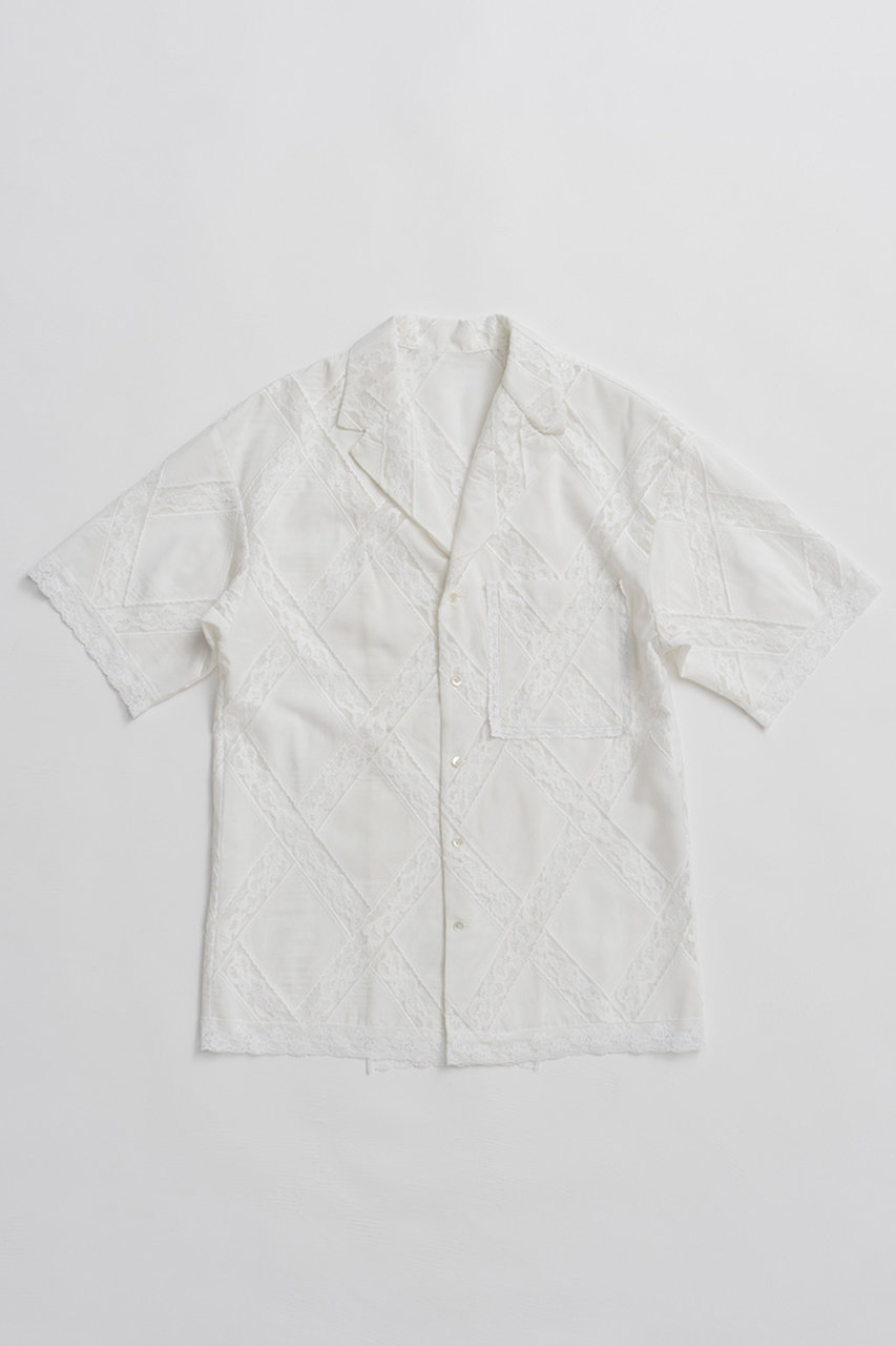プランク プロジェクト/PRANK PROJECTの【予約販売】クロスレースオープンカラーシャツ / Cross-Lace Open-Neck Shirt(WHT(ホワイト)/31261315910)