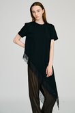 アシンメトリーレースヘムTシャツ