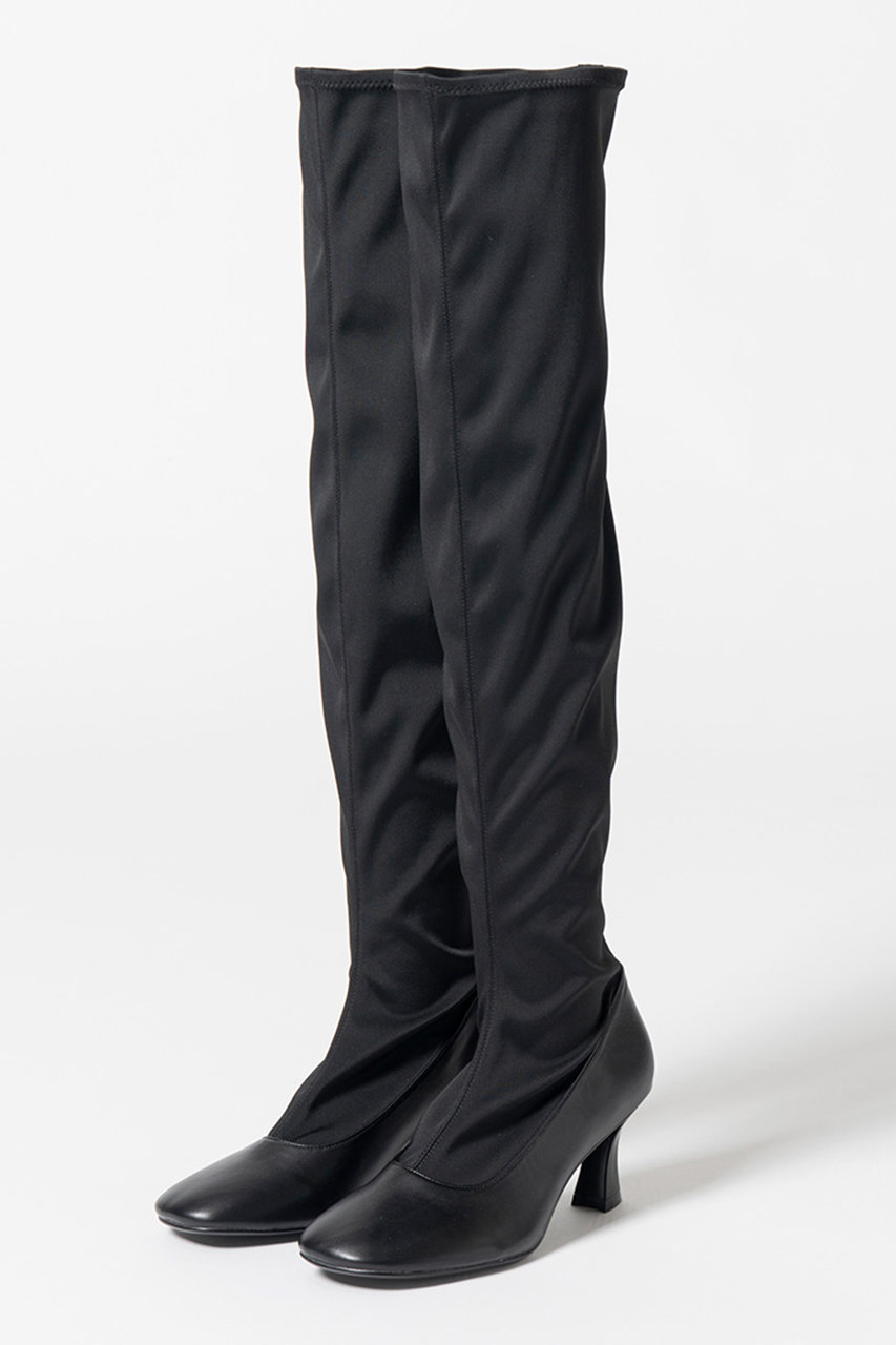 PRANK PROJECT ファブリックコンビストレッチロングブーツ (BLK(ブラック), 37) プランク プロジェクト ELLE SHOP