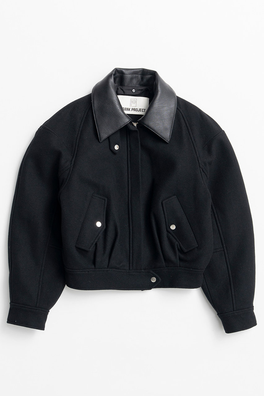 PRANK PROJECT レザーカラーショートコート / Leather Collar Short Coat (BLK(ブラック), FREE) プランク プロジェクト ELLE SHOP
