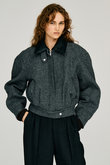 レザーカラーショートコート / Leather Collar Short Coat