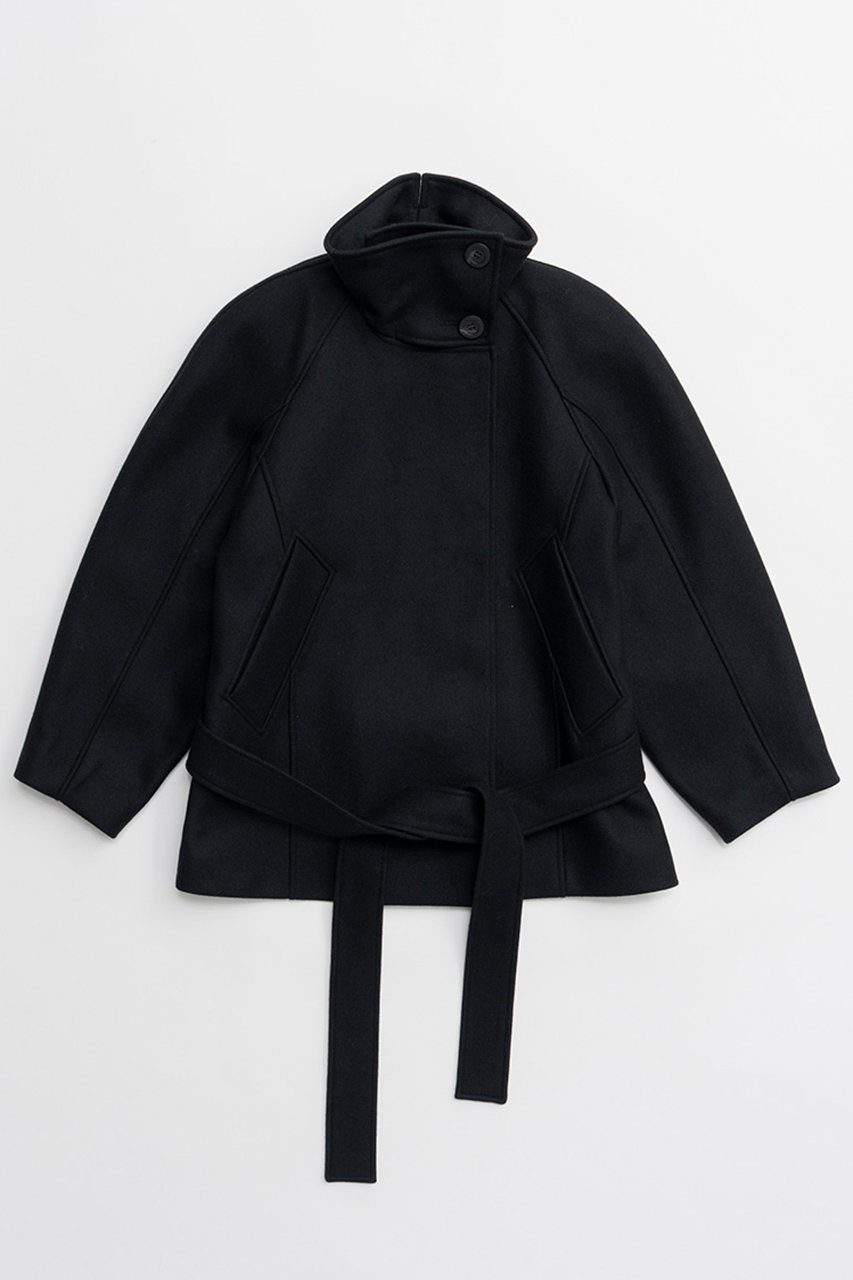 PRANK PROJECT ローウエステッドハイネックウールミドルコート / Low-Waisted High-Neck Wool Middle Coat (BLK(ブラック), FREE) プランク プロジェクト ELLE SHOP
