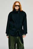 ローウエステッドハイネックウールミドルコート / Low-Waisted High-Neck Wool Middle Coat