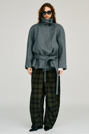 プランク プロジェクト/PRANK PROJECTの【予約販売】ローウエステッドハイネックウールミドルコート / Low-Waisted High-Neck Wool Middle Coat(110900/110902)