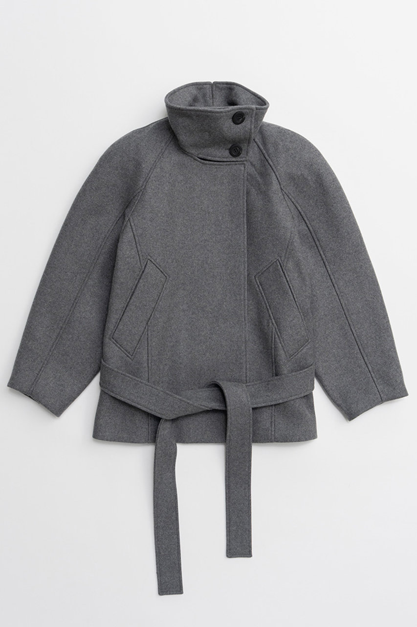 PRANK PROJECT ローウエステッドハイネックウールミドルコート / Low-Waisted High-Neck Wool Middle Coat (GRY(グレー), FREE) プランク プロジェクト ELLE SHOP
