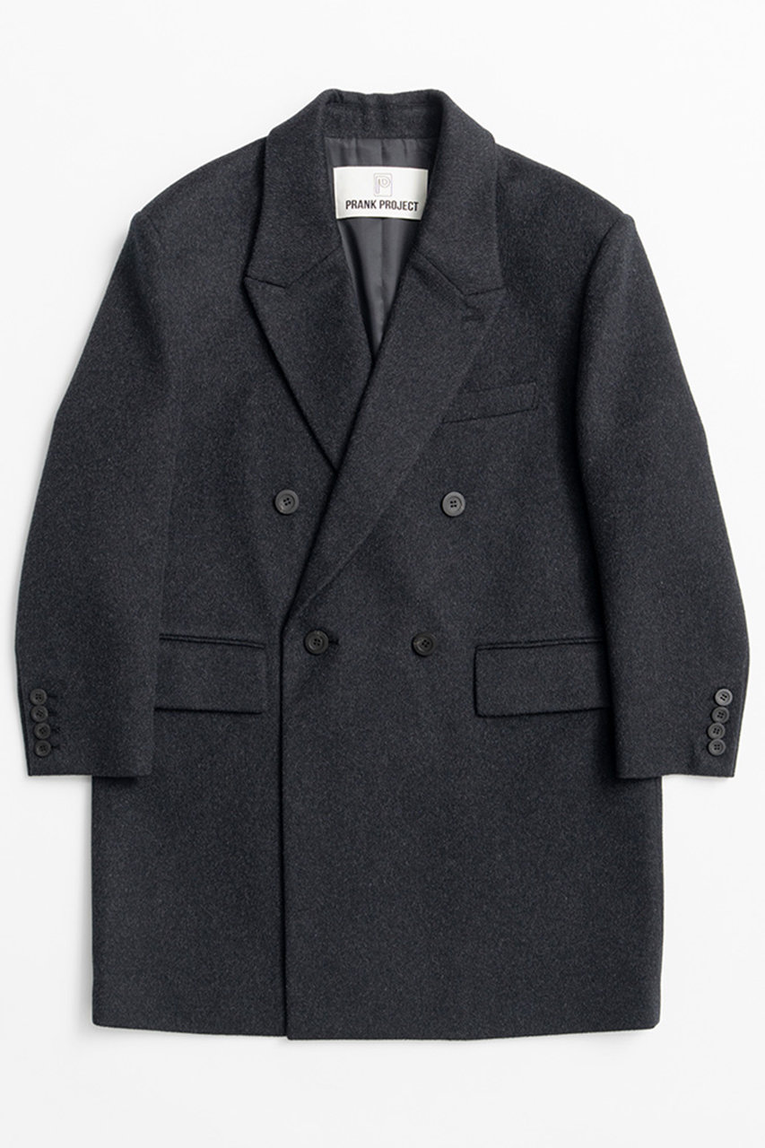 PRANK PROJECT カシミヤブレンドダブルブレストコート / Cashmere Blend Double-Breasted Coat (C.GRY(チャコールグレー), FREE) プランク プロジェクト ELLE SHOP