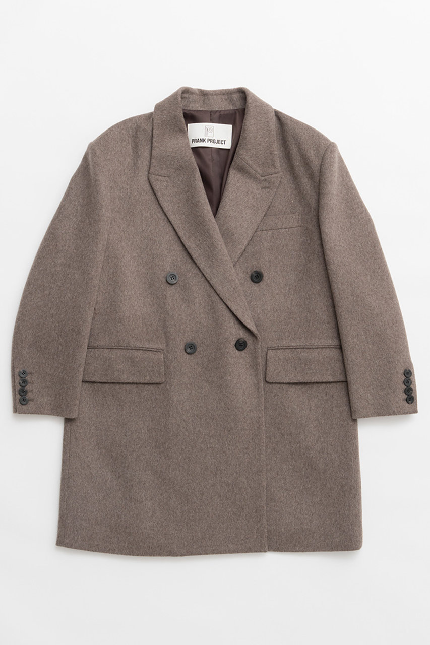 PRANK PROJECT ファインウールダブルブレストコート / Fine Wool Double-Breasted Coat (BRN(ブラウン), FREE) プランク プロジェクト ELLE SHOP