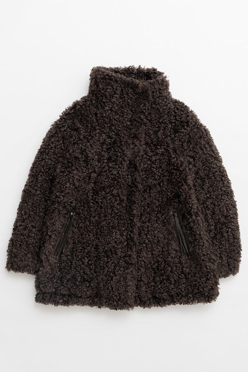 PRANK PROJECT スタンドカラーカールファーコート / Stand Collar Curly Fur Coat (BRN(ブラウン), FREE) プランク プロジェクト ELLE SHOP