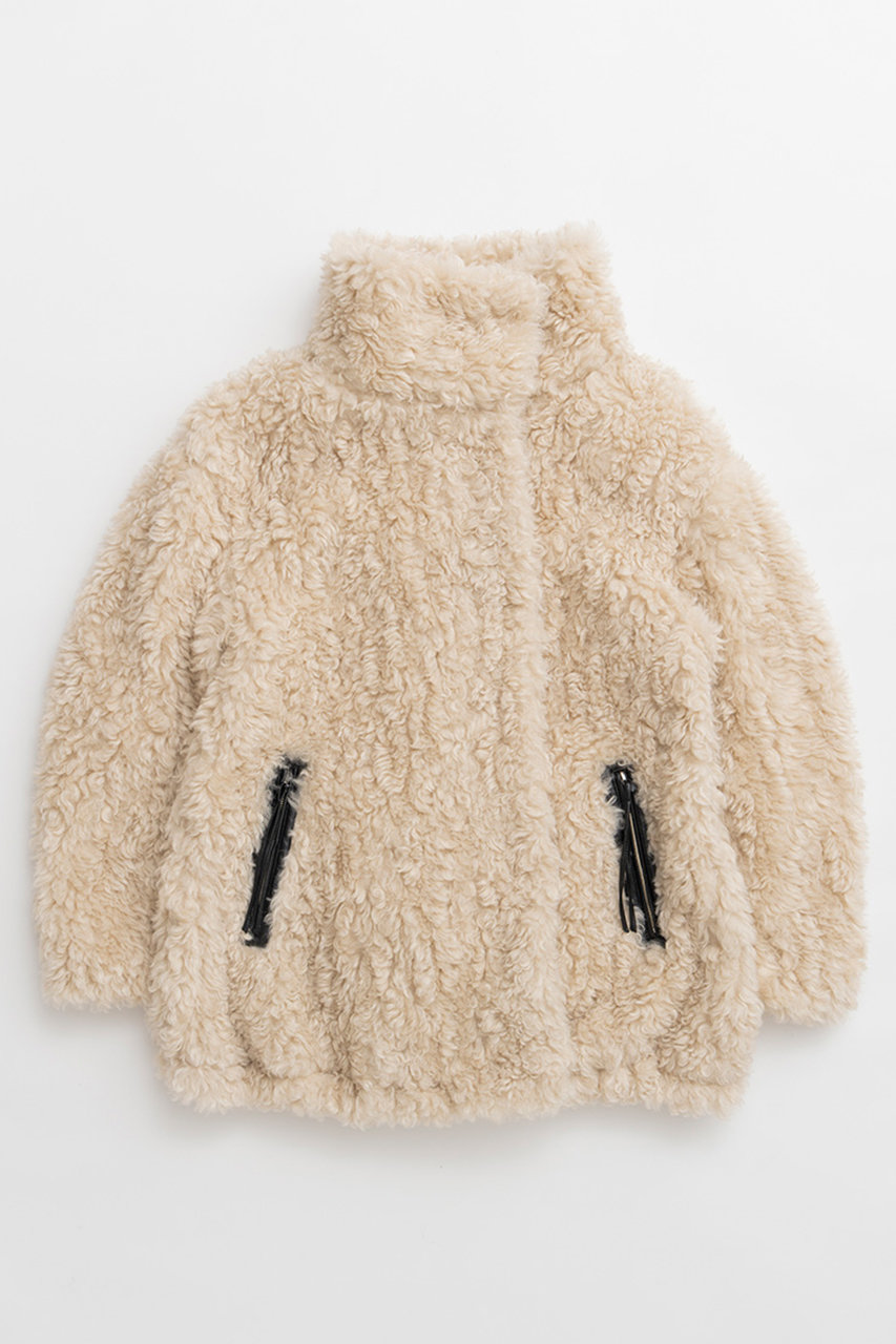 PRANK PROJECT スタンドカラーカールファーコート / Stand Collar Curly Fur Coat (IVR(アイボリー), FREE) プランク プロジェクト ELLE SHOP