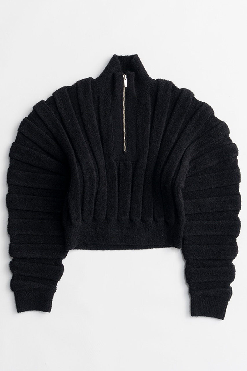 PRANK PROJECT ハーフジップアコーディオンニット / Half-Zip Accordion Knit (BLK(ブラック), FREE) プランク プロジェクト ELLE SHOP