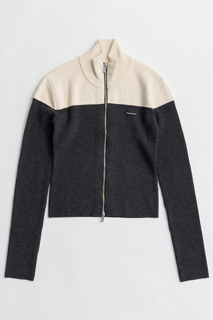 PRANK PROJECT フロントジップバイカラーニット / Front Zip Bicolor Knit (GRY(グレー), FREE) プランク プロジェクト ELLE SHOP