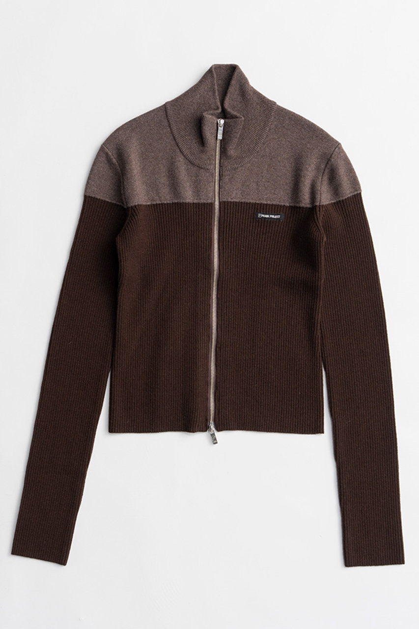 フロントジップバイカラーニット / Front Zip Bicolor Knit