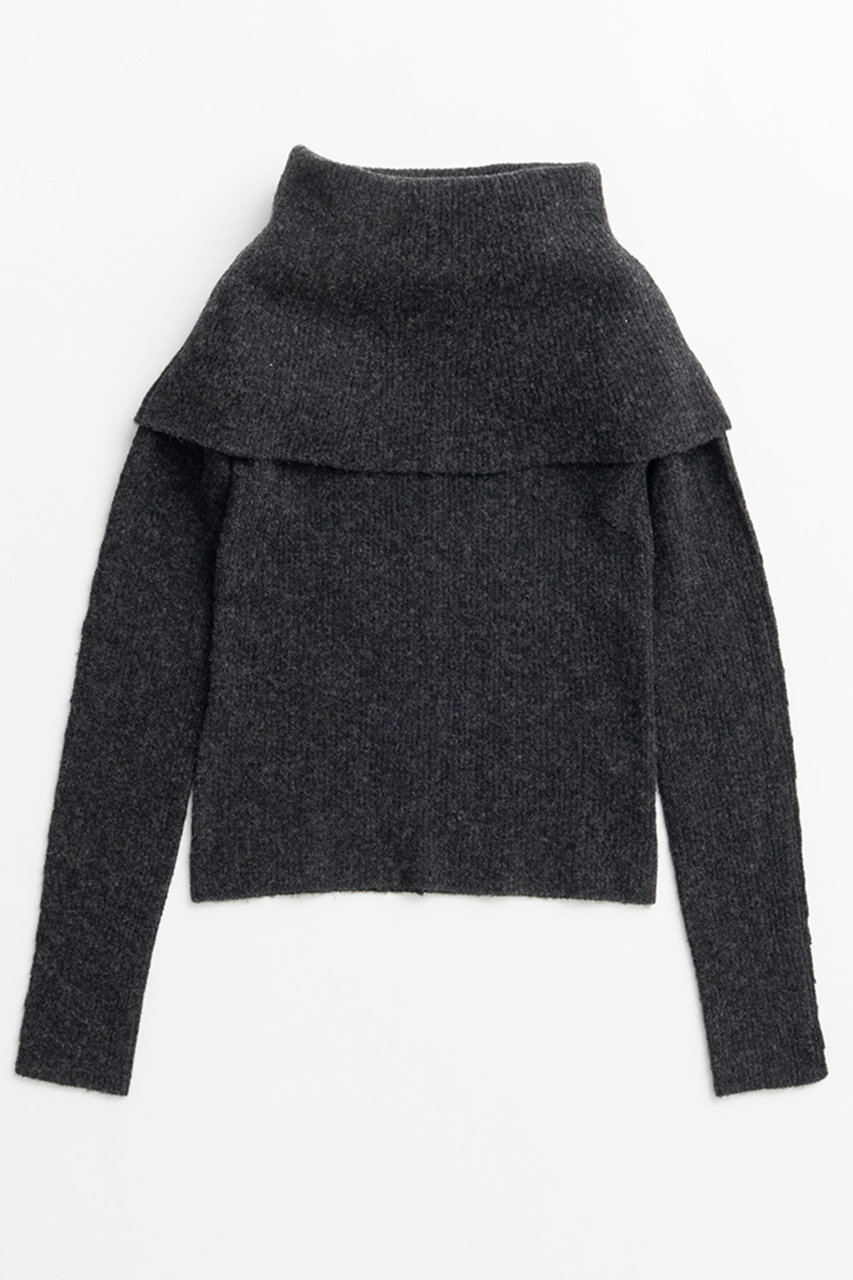 PRANK PROJECT ドレープカラーニット / Drape Collar Knit (C.GRY(チャコールグレー), FREE) プランク プロジェクト ELLE SHOP