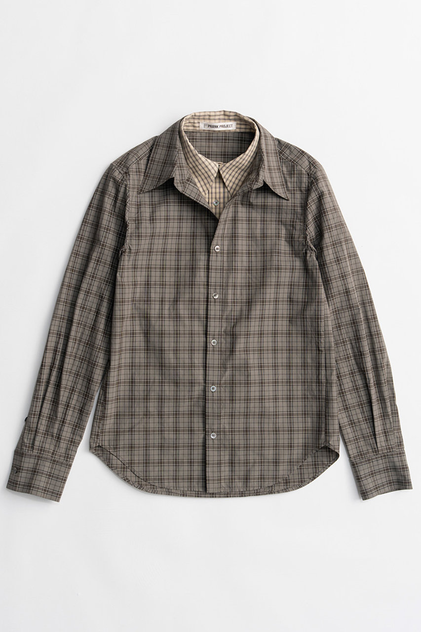 PRANK PROJECT レイヤードフロントシャツ / Layered Front Shirt (GRY(グレー), FREE) プランク プロジェクト ELLE SHOP