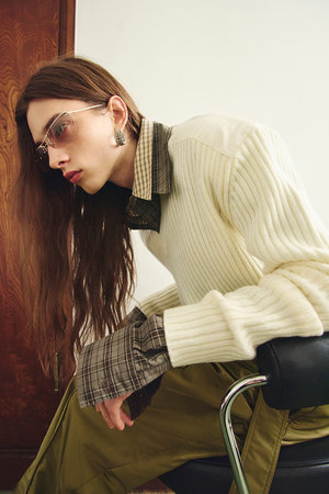 プランク プロジェクト/PRANK PROJECTの【予約販売】ショルダーパッチVネックリブニット / Shoulder Patch V-Neck Rib Knit(110100/110103)