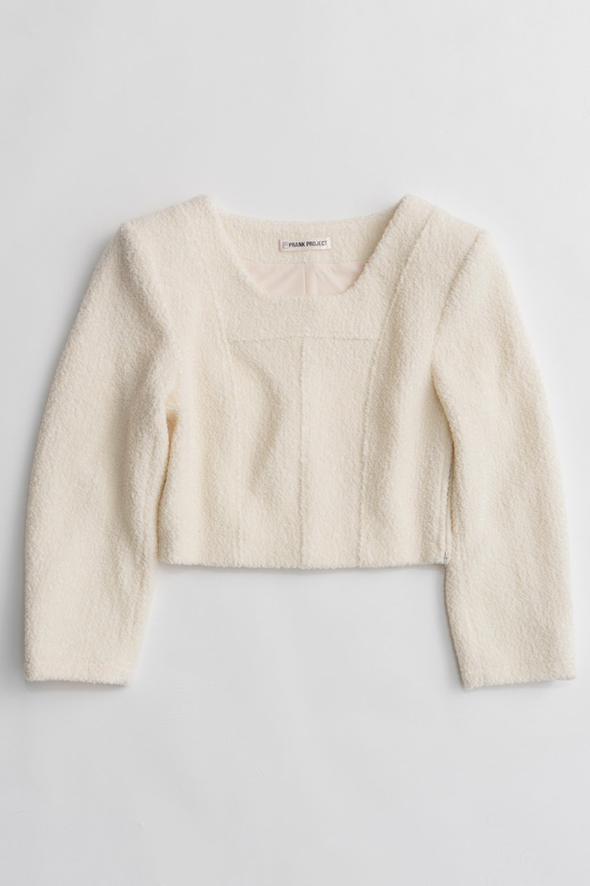 PRANK PROJECT クロップドツイーディトップ / Cropped Tweedy Top (WHT(ホワイト), FREE) プランク プロジェクト ELLE SHOP