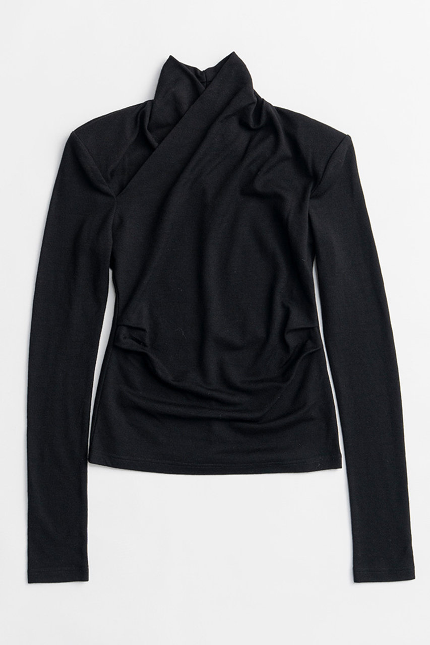 PRANK PROJECT ウォッシャブルウールカシュクールトップ / Washable Wool Cache-Coeur Top (BLK(ブラック), FREE) プランク プロジェクト ELLE SHOP