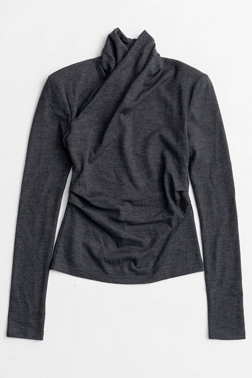 PRANK PROJECT ウォッシャブルウールカシュクールトップ / Washable Wool Cache-Coeur Top (C.GRY(チャコールグレー), FREE) プランク プロジェクト ELLE SHOP
