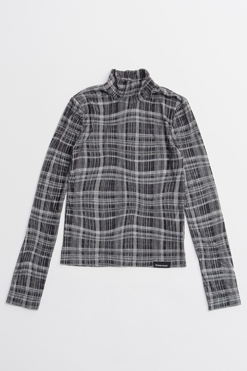 PRANK PROJECT ウェイビーチェックスキントップス / Wavy Check Skin Top (KHK(カーキ), FREE) プランク プロジェクト ELLE SHOP