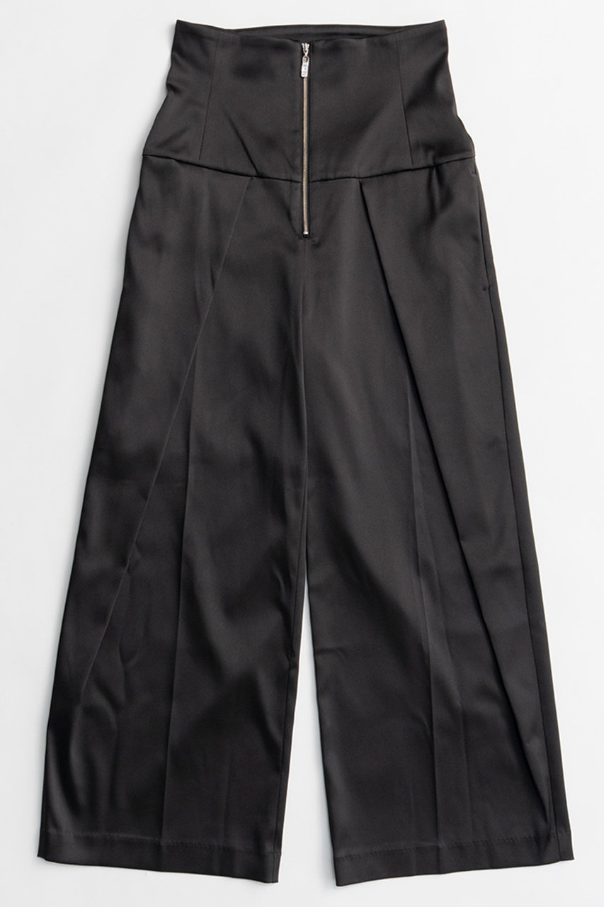 PRANK PROJECT サテンハイウエストパンツ / Satin High-Waist Pants (BLK(ブラック), 38) プランク プロジェクト ELLE SHOP