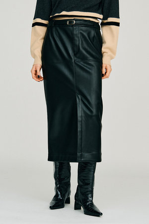 プランク プロジェクト/PRANK PROJECTの【予約販売】ベルトコンビフェイクレザーマキシスカート / Belt Combo Fake Leather Maxi Skirt(110700/110703)