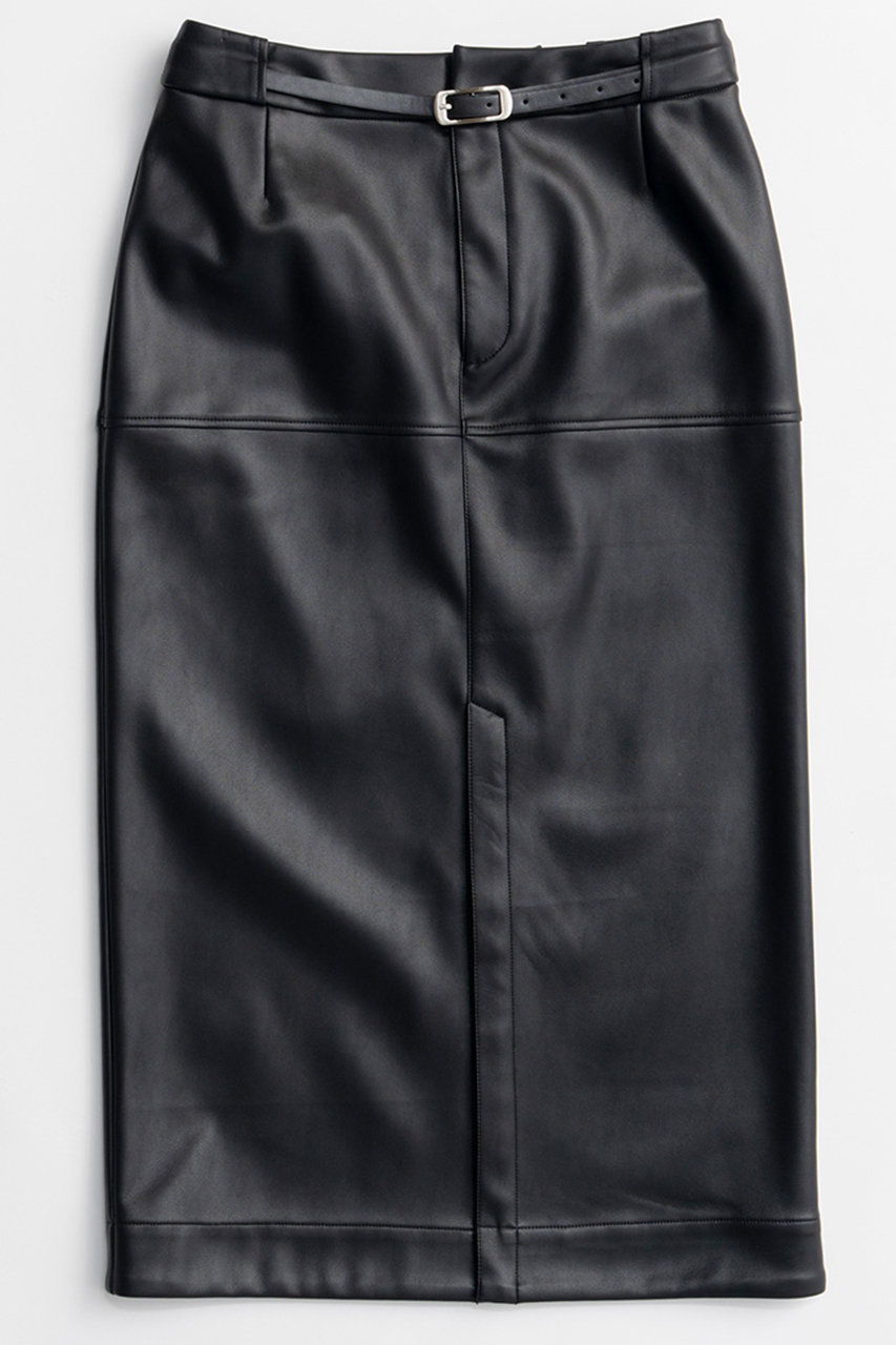 PRANK PROJECT ベルトコンビフェイクレザーマキシスカート / Belt Combo Fake Leather Maxi Skirt (BLK(ブラック), 36) プランク プロジェクト ELLE SHOP