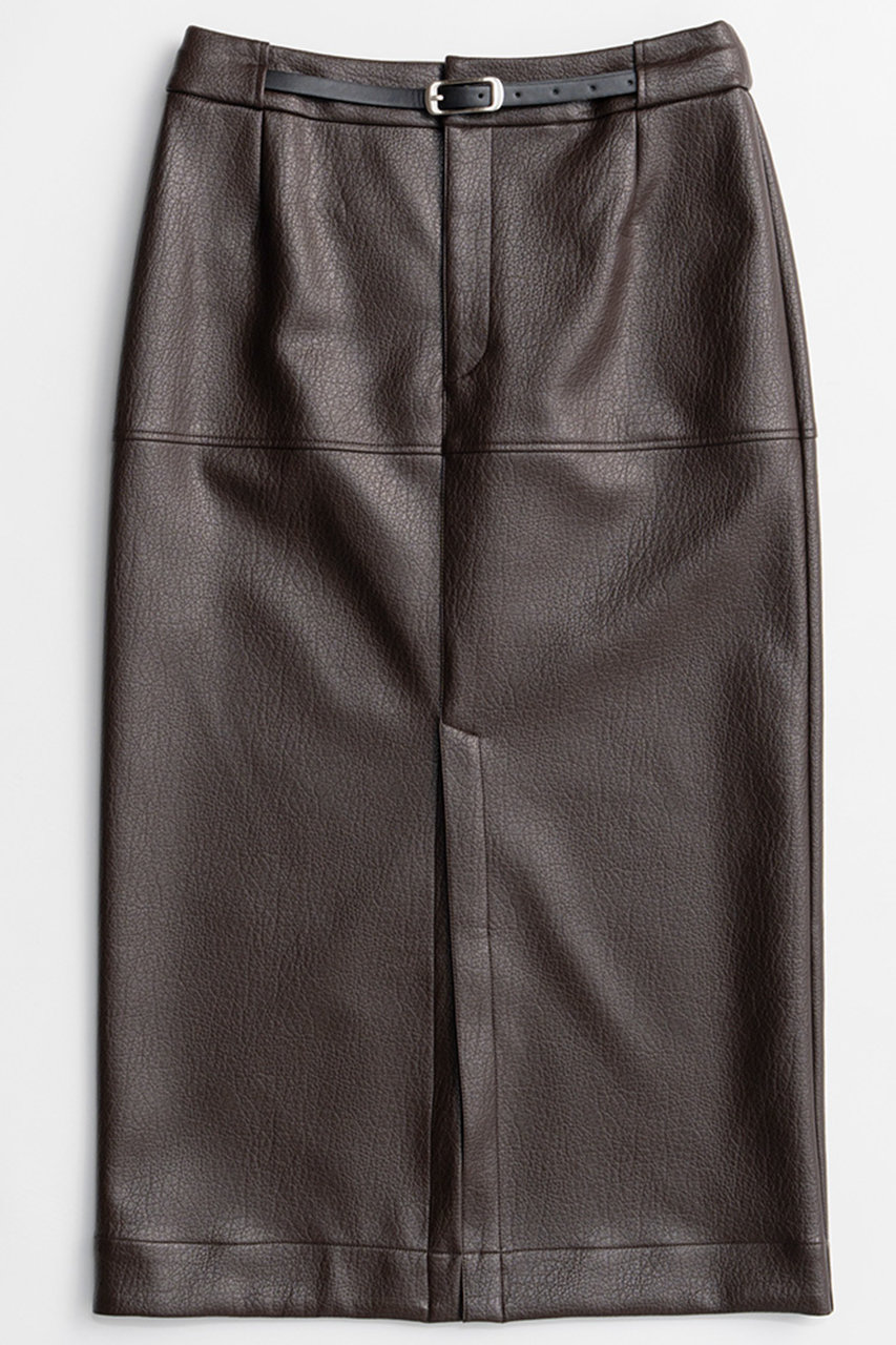 PRANK PROJECT ベルトコンビフェイクレザーマキシスカート / Belt Combo Fake Leather Maxi Skirt (BRN(ブラウン), 38) プランク プロジェクト ELLE SHOP