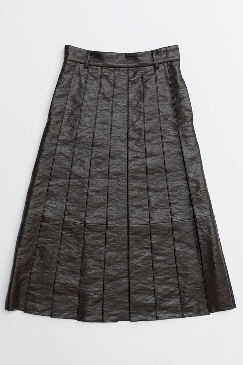 PRANK PROJECT シンセティックレザープリーツスカート / Synthetic Leather Pleated Skirt (BRN(ブラウン), 36) プランク プロジェクト ELLE SHOP