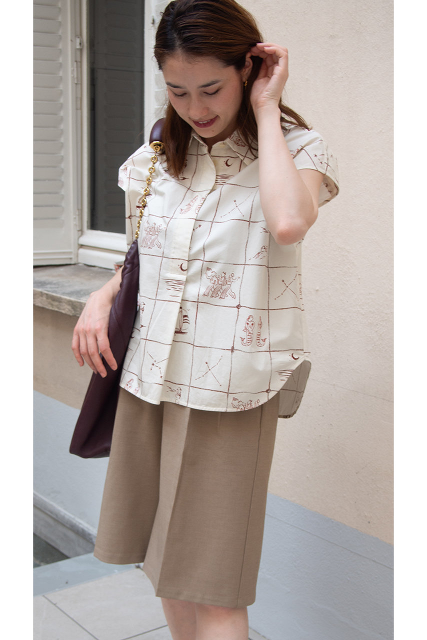 aLORS Chemise sans manches "Astrifera" Ivory × Bordeaux シャツ (アイボリー×ボルドー, 0) アロー ELLE SHOP aLORS Chemise sans manches "Astrifera" Ivory × Bordeaux シャツ (アイボリー×ボルドー, 0) アロー ELLE SHOP