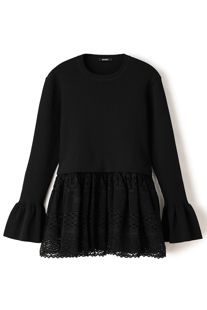 アロー/aLORSのPull en dentelle torsadee equestre Cadence レース付きニット(ノワールヴルテ/aLORS25AW-103)
