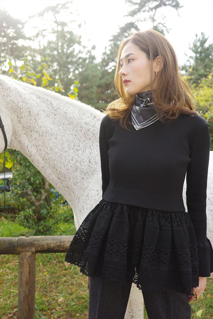 aLORS / アロー | Pull a dentelle Alex-アレックス- カフス ニット | 1 | ブラック | レディース aLORS】Pull a dentelle Alex ニット | Whim Gazette(ウィム ガゼット