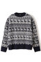 Pull jacquard equestre Rohan クルーネックニット アロー/aLORS ダークネイビー×ホワイト