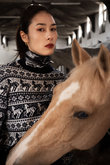 Pull jacquard equestre Rohan クルーネックニット
