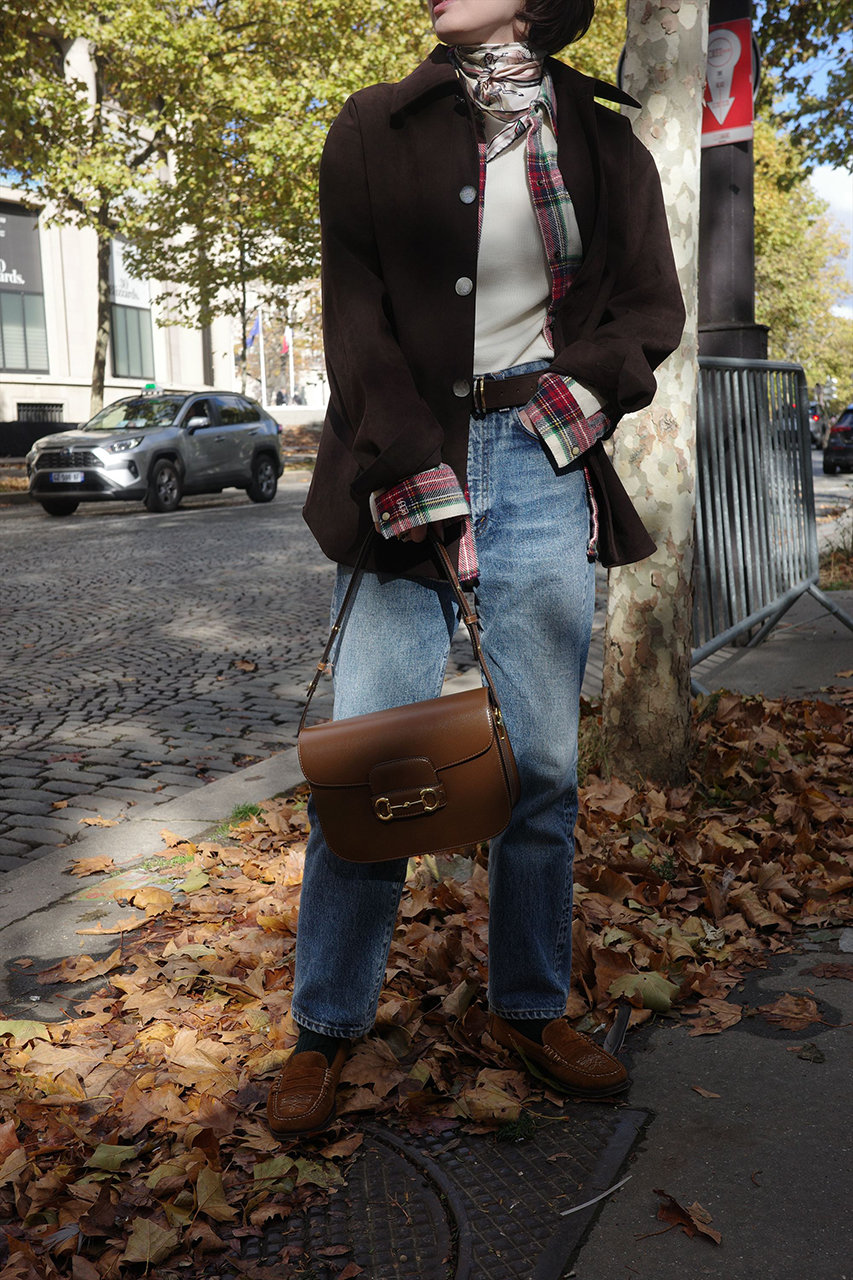 aLORS(アロー)｜Veste en Alcantara Brun equestre Chiron ジャケット