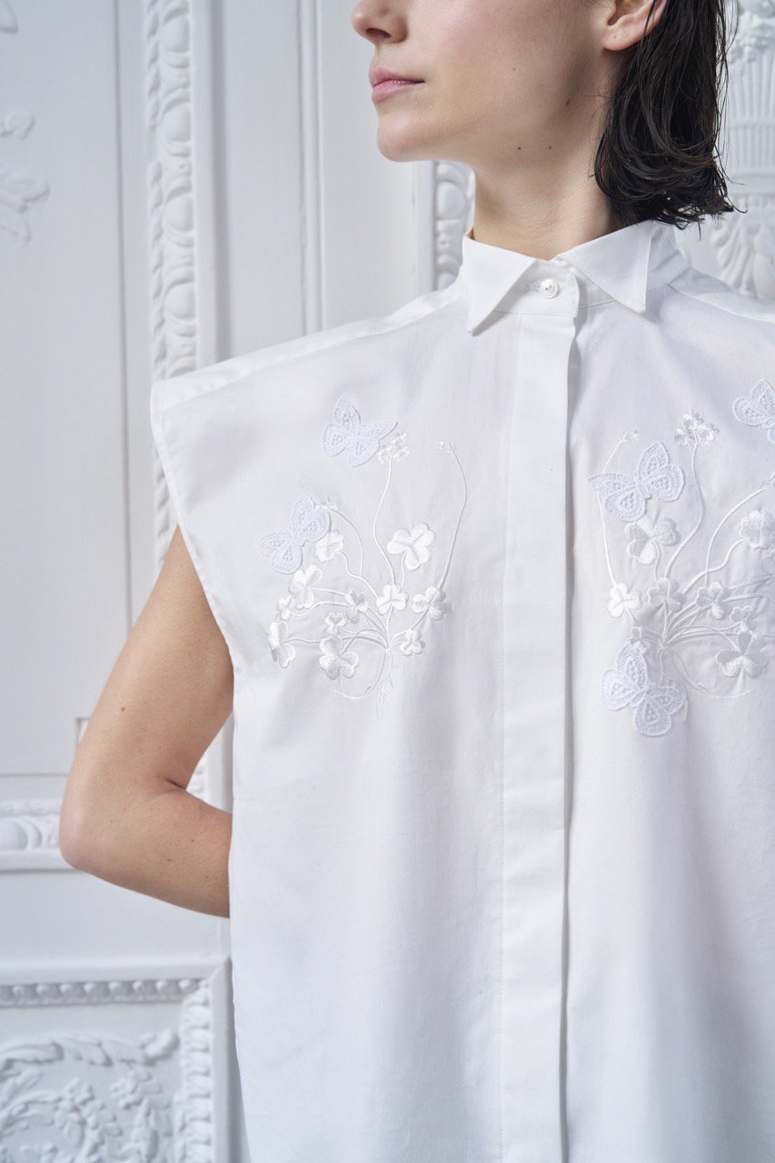 aLORS アロー レース ルイス シャツ 白 ホワイト aLORS(アロー)｜Chemise Racine ブラウス/ホワイト の通販｜ELLESHOP