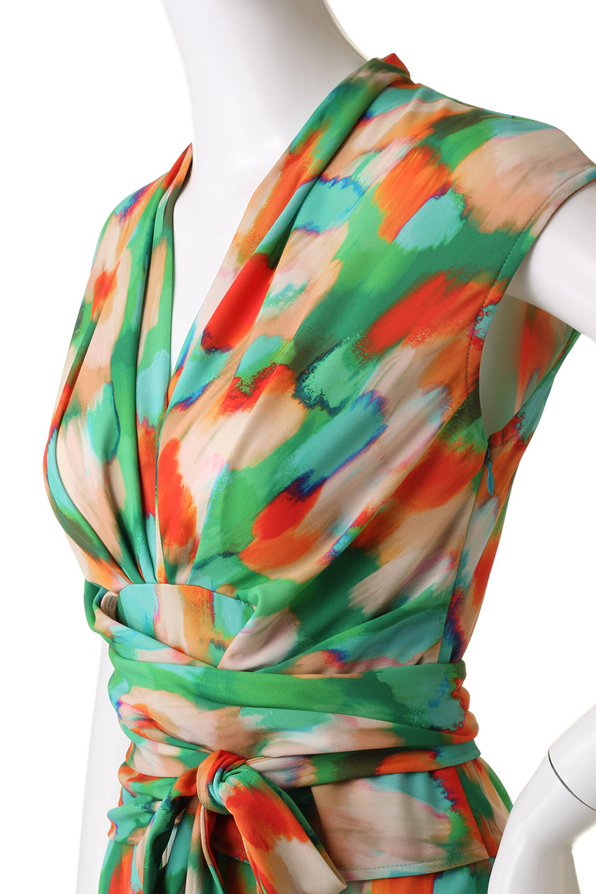 美品 CORCOVADO コルコバード 総柄 ラップ ワンピース カシュクール CORCOVADO コルコバード 総柄 ラップ ワンピース カシュクール M 紺