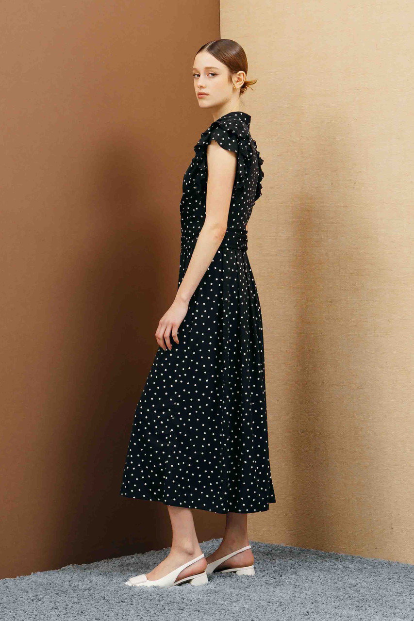 CORCOVADO(コルコバード)｜スムースジャージードットドレス/ブラック